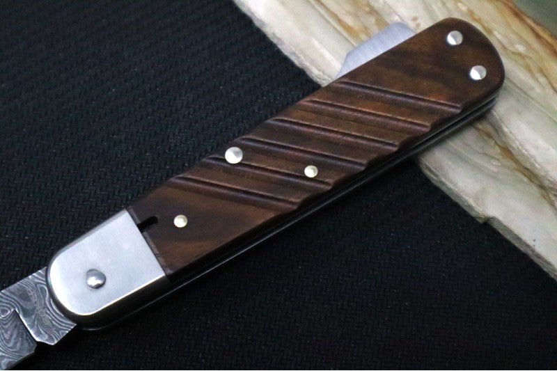 Boker 98k Damascus - Walnut Wood Handle Scales / Chad Nichols Ripple Pattern 110715DAM - Northwest Knives
