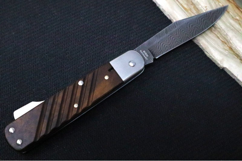 Boker 98k Damascus - Walnut Wood Handle Scales / Chad Nichols Ripple Pattern 110715DAM