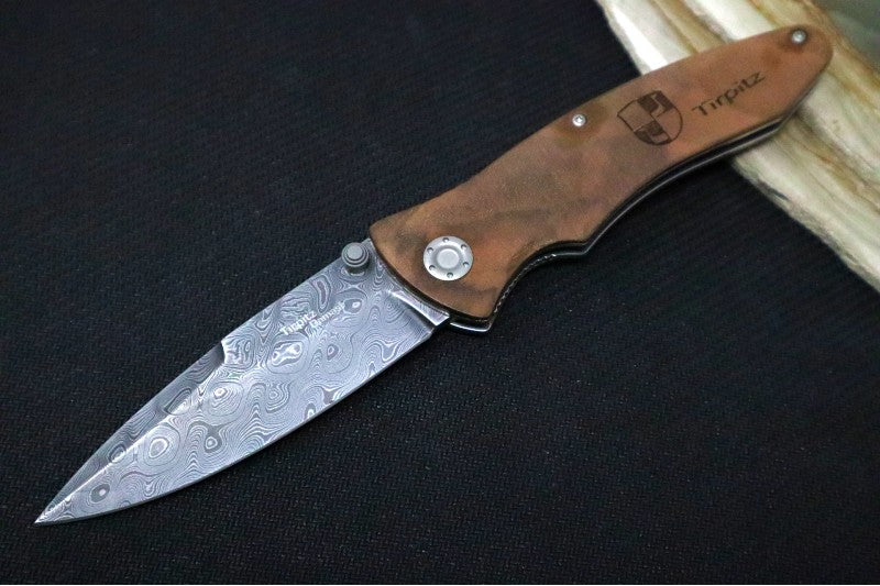 Boker Tirpitz-Damascus - Walnut Wood Handle Scales / Damascus Blade 110192DAM - Northwest Knives