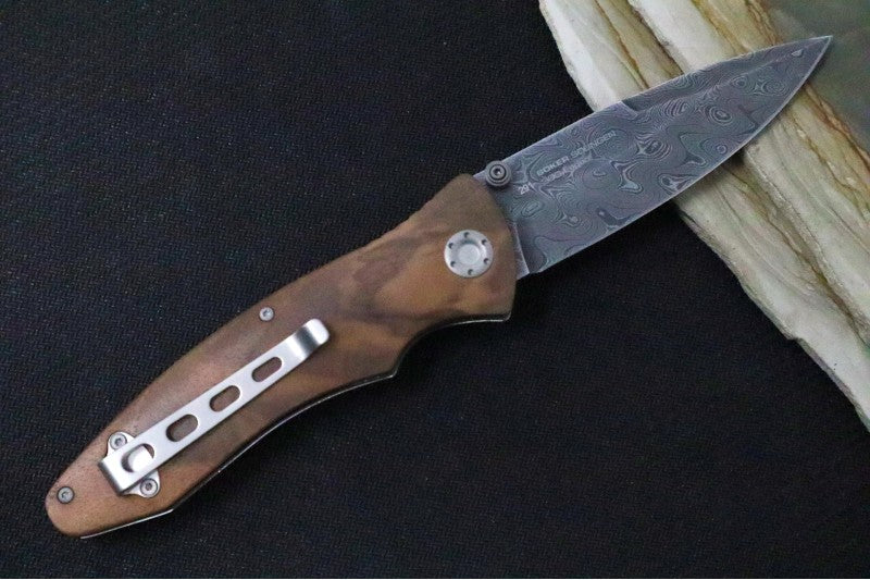 Boker Tirpitz-Damascus - Walnut Wood Handle Scales / Damascus Blade 110192DAM