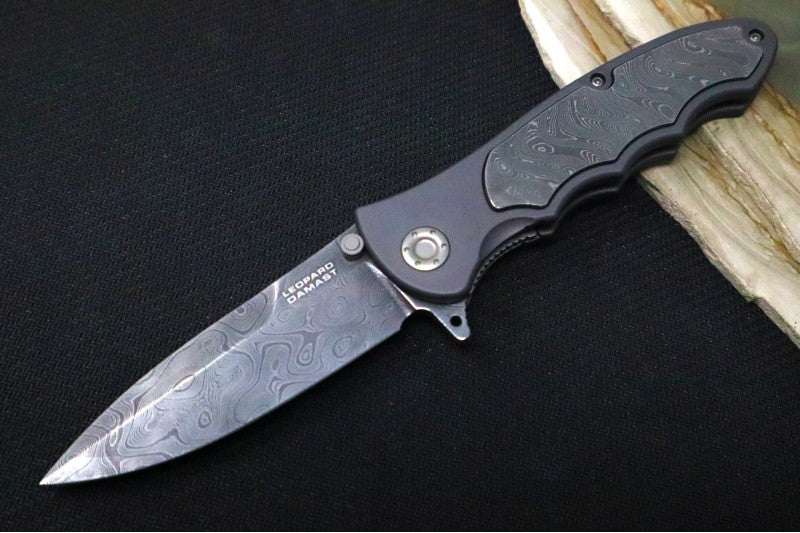 Boker Leopard Damascus III - Aluminum Handle Scales with Damascus Inlays / Damascus Blade 110237DAM - Northwest Knives