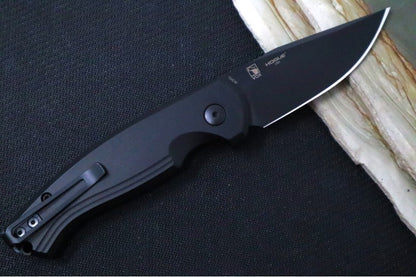 Boker Plus Karakurt Auto - Black Anodized Aluminum Handle Scales / 154CM Steel / Black Clip Point Blade 01BO365