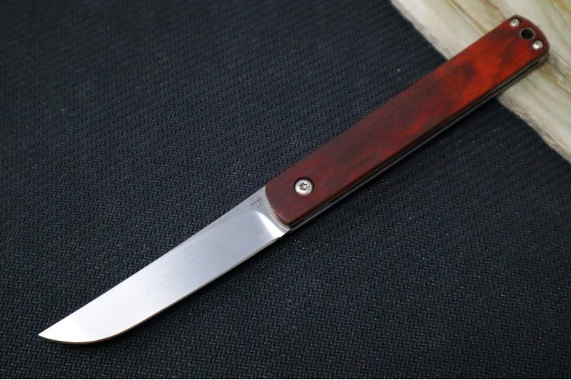 Boker Plus Wasabi Front Flipper Slipjoint - Cocobolo Wood Handle Scales / Satin 440C Blade 01BO631