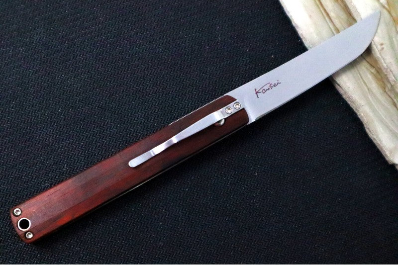 Boker Plus Wasabi Front Flipper Slipjoint - Cocobolo Wood Handle Scales / Satin 440C Blade 01BO631