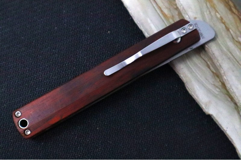 Boker Plus Wasabi Front Flipper Slipjoint - Cocobolo Wood Handle Scales / Satin 440C Blade 01BO631
