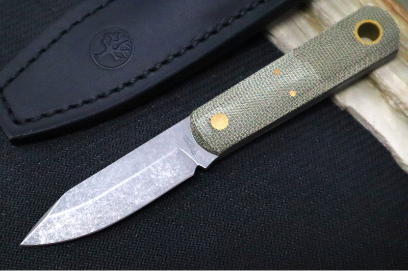 Boker Barlow BFF Fixed Blade - Green Canvas Micarta Handle /  ABE-L Steel / Clip Point Blade 120505