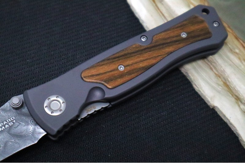 Boker Leopard-Damascus II - Ziricote Wood & Aluminum Handle / Drop Point Damascus Blade 111054DAM