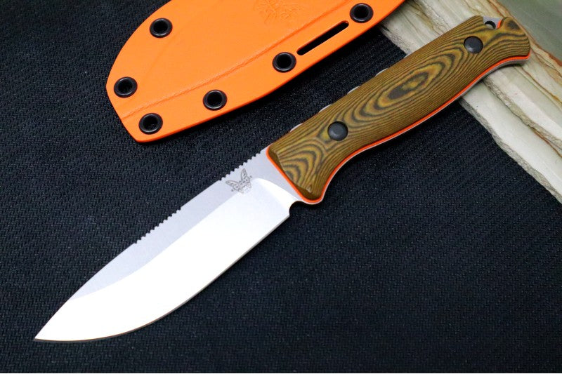 Benchmade 15002-1 Saddle Mountain Skinner - S90V Satin Blade / Richlite & Orange G10 Handle
