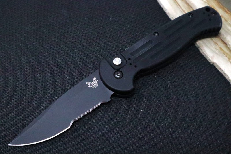 Benchmade 9051SBK AFO II Knife - Black Partial Serrate Blade - Automatic