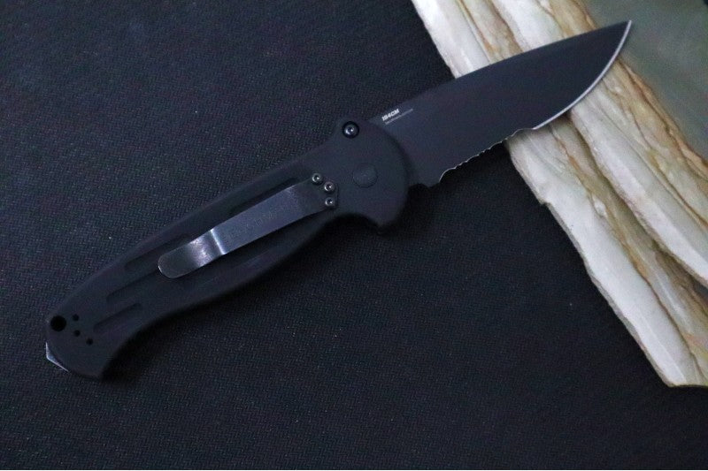 Benchmade 9051SBK AFO II Knife - Black Partial Serrate Blade - Automatic