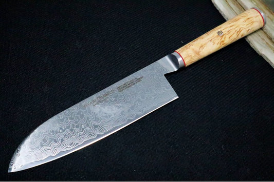 Miyabi Birchwood - 7" Santoku Knife - 100 Layered Flower Damascus - Made in Seki City, Japan