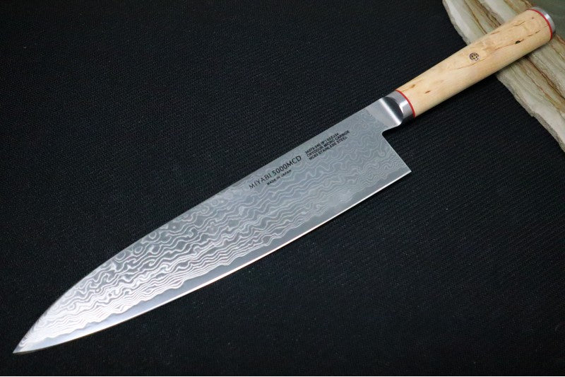 Miyabi Birchwood - 9.5" Chef's Knife - 100 Layered Flower Damascus - SG2 Powdered Steel - Japanese Masur Birch Handle - Made in Seki City, Japan - Northwest Knives