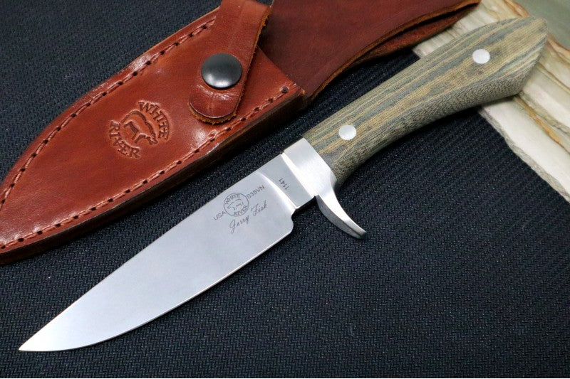 White River Knives Sendero Classic - Black & Olive Drab Linen Micarta Handle - Northwest Knives