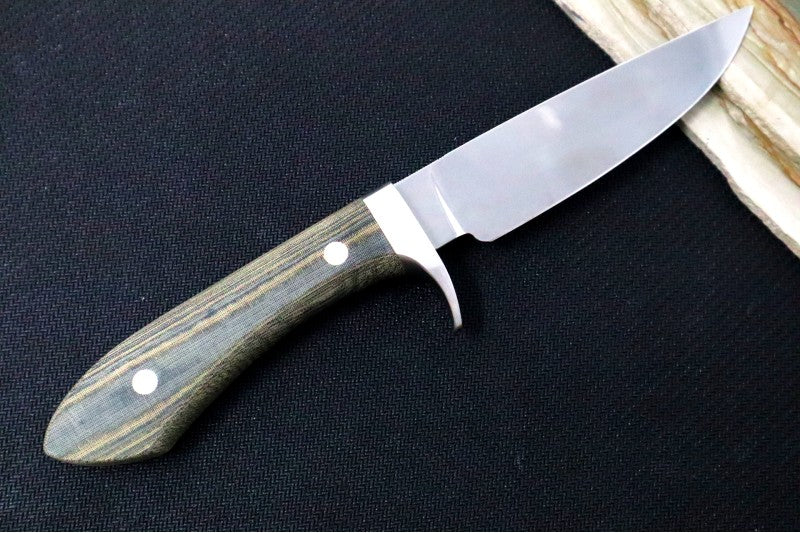 White River Knives Sendero Classic - Black & Olive Drab Linen Micarta Handle