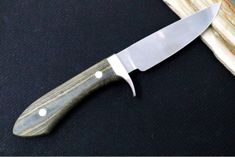 White River Knives Sendero Classic - Black & Olive Drab Linen Micarta Handle - Northwest Knives