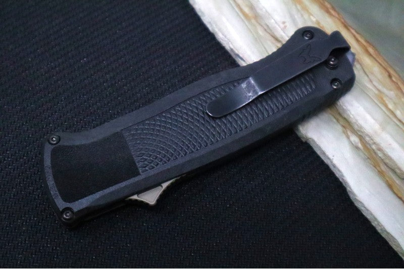 Benchmade 5370FE Shootout OTF - Flat Earth Coated Blade / Tanto Style / Black CF-Elite Handle