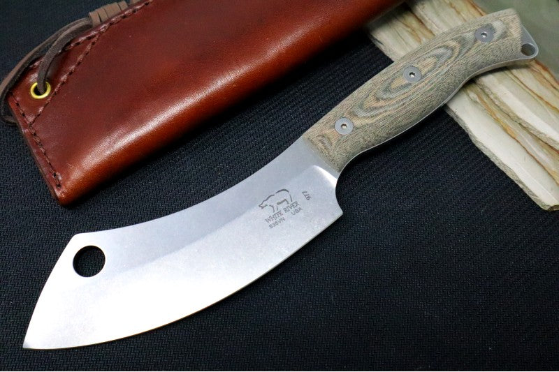 White River Camp Cleaver | Black & Olive Drab Linen Micarta Handle | Northwest Knives