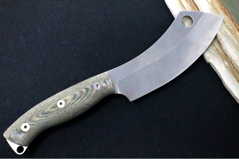 Black & Olive Drab Linen Micarta Handle  For River Camp Cleaver | Northwest Knvies