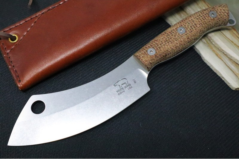 White River Camp Cleaver - Natural Burlap Micarta Handle WRCC55-BNA