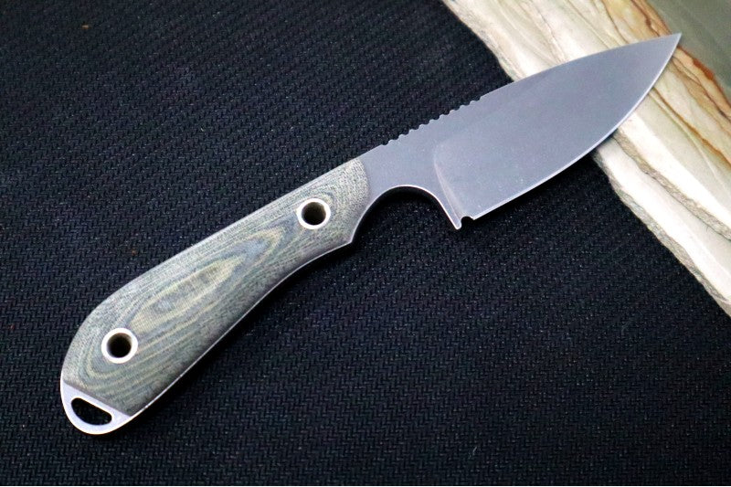 White River Knives Caper - Black & Olive Drab Linen Micarta Handle