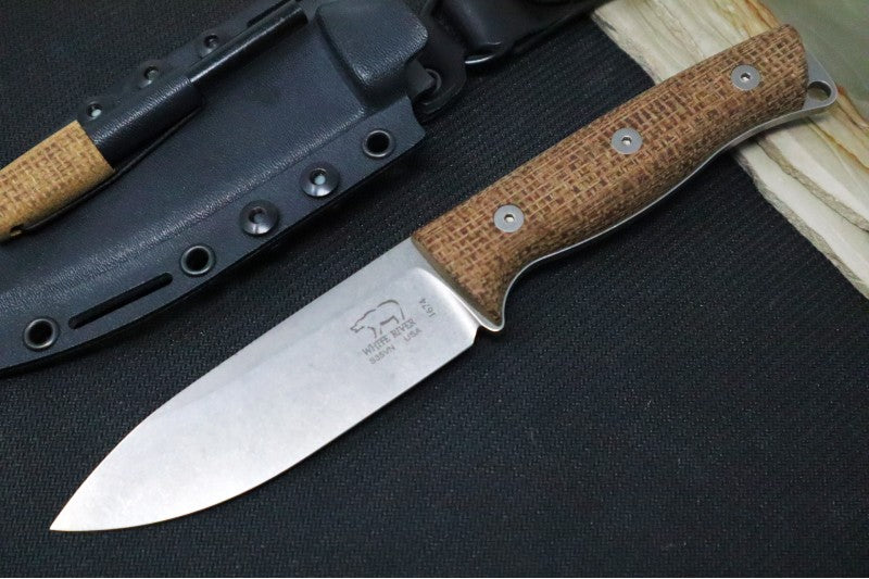 White River Ursus 45 Bushcrafter - Natural Burlap Micarta Handle / CPM-S35VN Blade WRUR45-BNA
