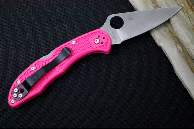 Spyderco Delica - Flat Ground Pink Handle / Satin Blade - C11FPPNS30V