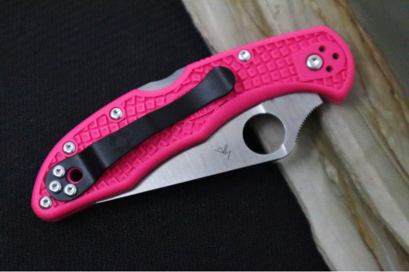 Spyderco Delica - Flat Ground Pink Handle / Satin Blade - C11FPPNS30V