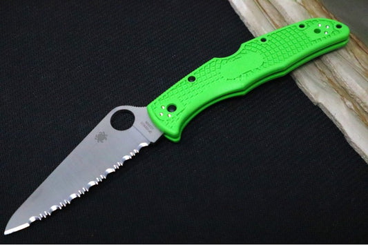 Spyderco Pacific 2 - Green FRN Handle / Satin Serrated LC200N Blade - C91FSGR2