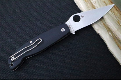 Black G-10 Handle Knife | Spyderco Pattadese With Satin Blade | Northwest Knives