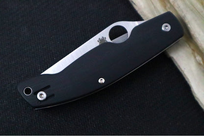 Spyderco Knife With Black G-10 Handle | Satin Blade | Liner Lock Locking Mechanism | Northwest Knives