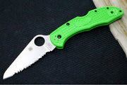 Spyderco Salt 2 - Green FRN Handle /  Serrated Leaf Shaped Style / Satin Blade - C88FSGR2 - Northwest Knives