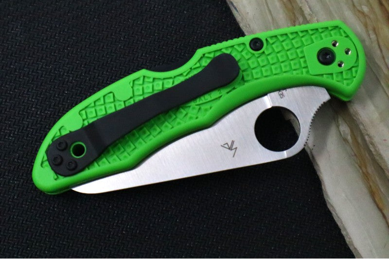 Spyderco Salt 2 - Green FRN Handle /  Serrated Leaf Shaped Style / Satin Blade - C88FSGR2