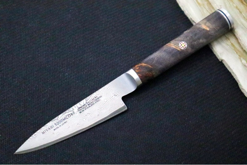 Miyabi Black - 3.5" Paring Knife - 133 Layered Damascus - Dyed Black Ash Maple Handle - Made in Seki City, Japan