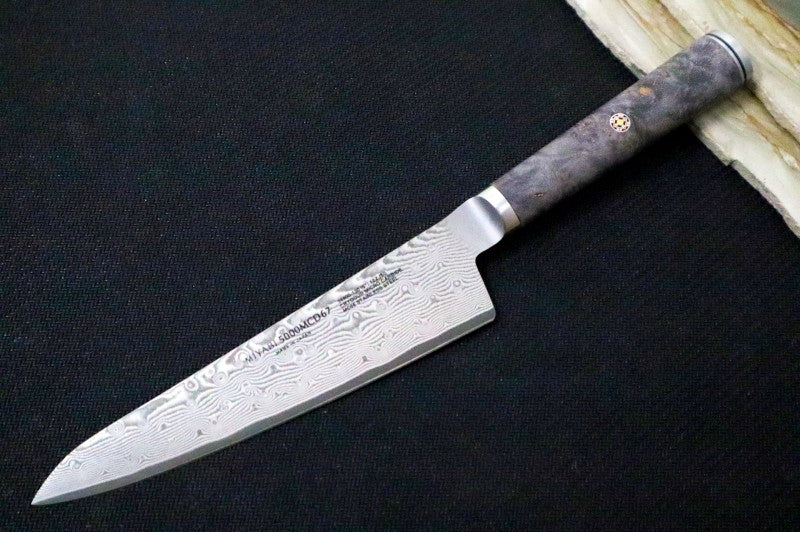 Miyabi Black - 5.5" Prep Knife - 133 Layered Damascus - Dyed Black Ash Maple Handle - Made in Seki City, Japan