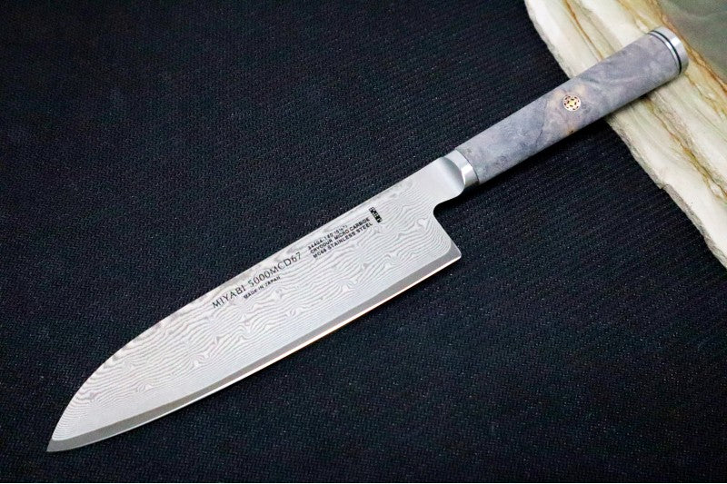 Miyabi Black - 5.5" Santoku Knife - 133 Layered Damascus - Dyed Black Ash Maple Handle - Made in Seki City, Japan