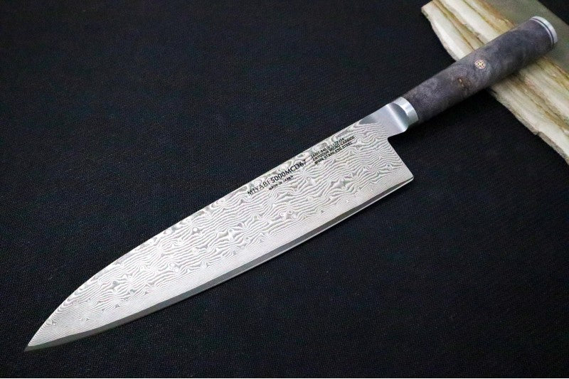 Miyabi Black - 9.5" Chef's Knife - 133 Layered Damascus - Dyed Black Ash Maple Handle - Made in Seki City, Japan