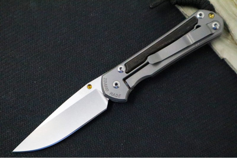 Chris Reeve Knives Small Sebenza 31 LEFT HAND - Drop Point Blade in CPM-S45VN / Bog Oak Inlay (A1) S31-1101