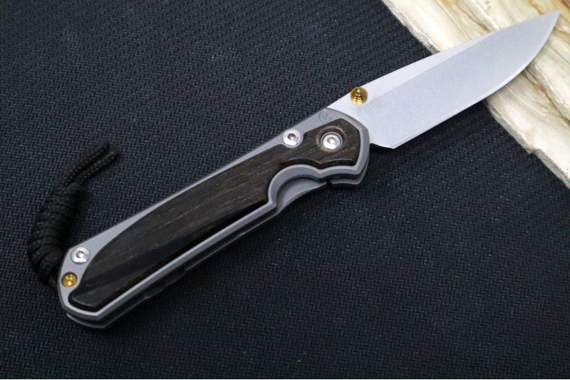 Chris Reeve Knives Small Sebenza 31 LEFT HAND - Drop Point Blade in CPM-S45VN / Bog Oak Inlay (A1) S31-1101 - Northwest Knives