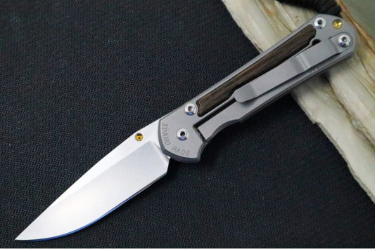 Chris Reeve Knives Small Sebenza 31 LEFT HAND - Drop Point Blade in CPM-S45VN / Bog Oak Inlay (A2)