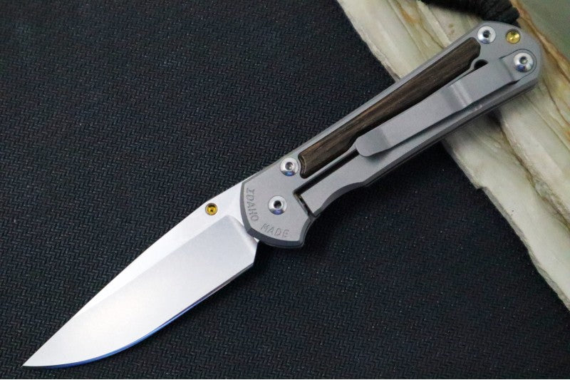 Chris Reeve Knives Small Sebenza 31 LEFT HAND - Drop Point Blade in CPM-S45VN / Bog Oak Inlay (A2) S31-1101 - Northwest Knives