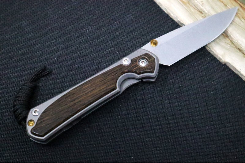 Chris Reeve Knives Small Sebenza 31 LEFT HAND - Drop Point Blade in CPM-S45VN / Bog Oak Inlay (A2)