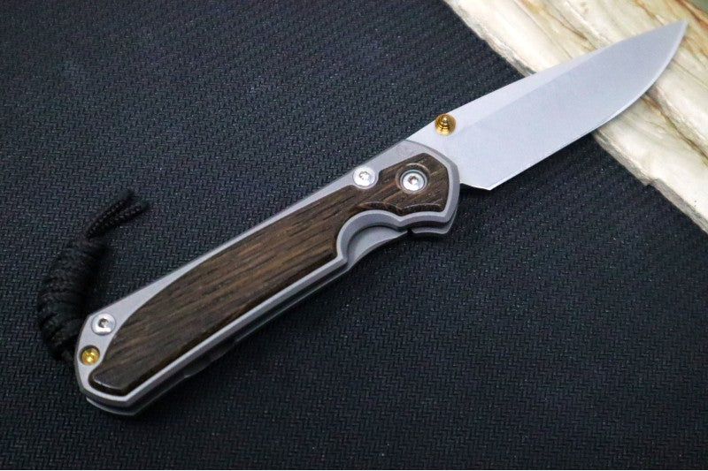 Chris Reeve Knives Small Sebenza 31 LEFT HAND - Drop Point Blade in CPM-S45VN / Bog Oak Inlay (A2) S31-1101 - Northwest Knives