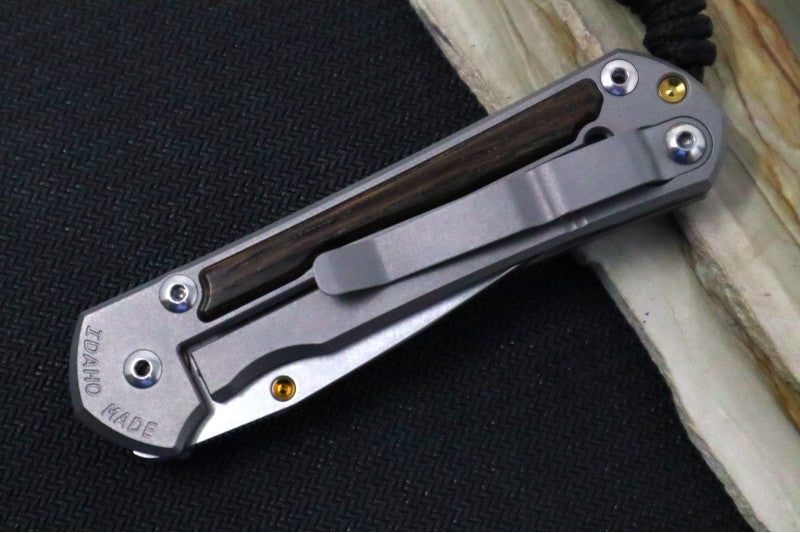 Chris Reeve Knives Small Sebenza 31 LEFT HAND - Drop Point Blade in CPM-S45VN / Bog Oak Inlay (A2) S31-1101