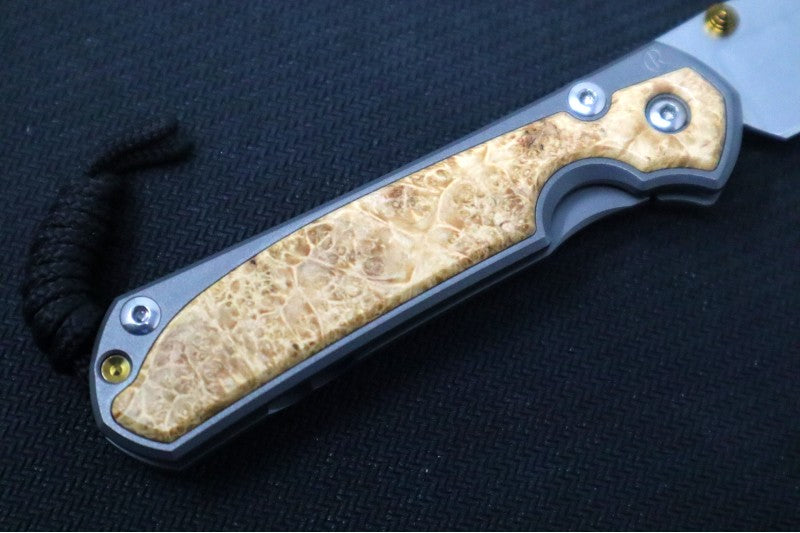 Chris Reeve Knives Small Sebenza 31 LEFT HANDED - Drop Point / Box Elder Inlay (A1) S31-1109