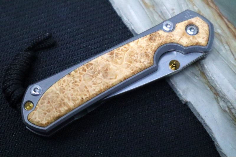 Chris Reeve Knives Small Sebenza 31 LEFT HANDED - Drop Point / Box Elder Inlay (A1) S31-1109