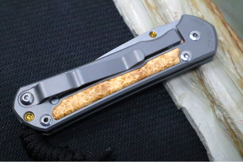 Chris Reeve Knives Small Sebenza 31 LEFT HANDED - Drop Point / Box Elder Inlay (A1) S31-1109