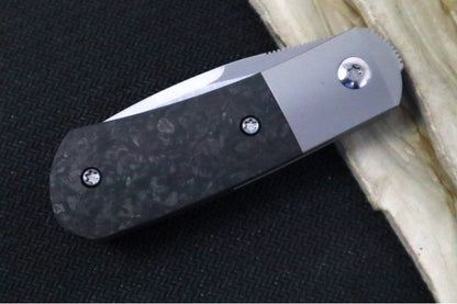 Pena Knives Micro Apache Front Flipper - Titanium & Marbled Carbon Fiber Handle / M390 Steel / Sheepsfoot Blade