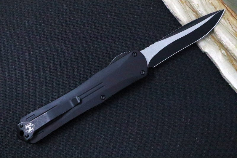 Heretic Knives Manticore-X OTF - Black Anodized Aluminum Handle / Recurve Blade / Battleworn Black Finish H033-8A