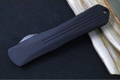 Heretic Knives Manticore-X OTF - Black Anodized Aluminum Handle / Recurve Blade / Battleworn Black Finish H033-8A