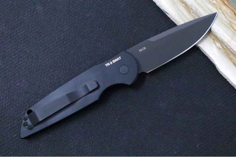 Pro Tech Tactical Response 3 Auto SWAT - Black Anodized Aluminum Handle / Black Blade & Hardware / CPM-154CM TR-3SWAT - Northwest Knives